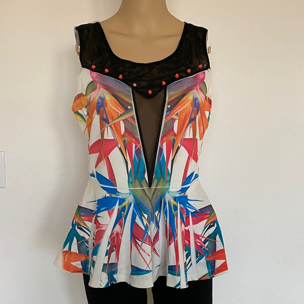 Colorful Women's Top with Black Accents